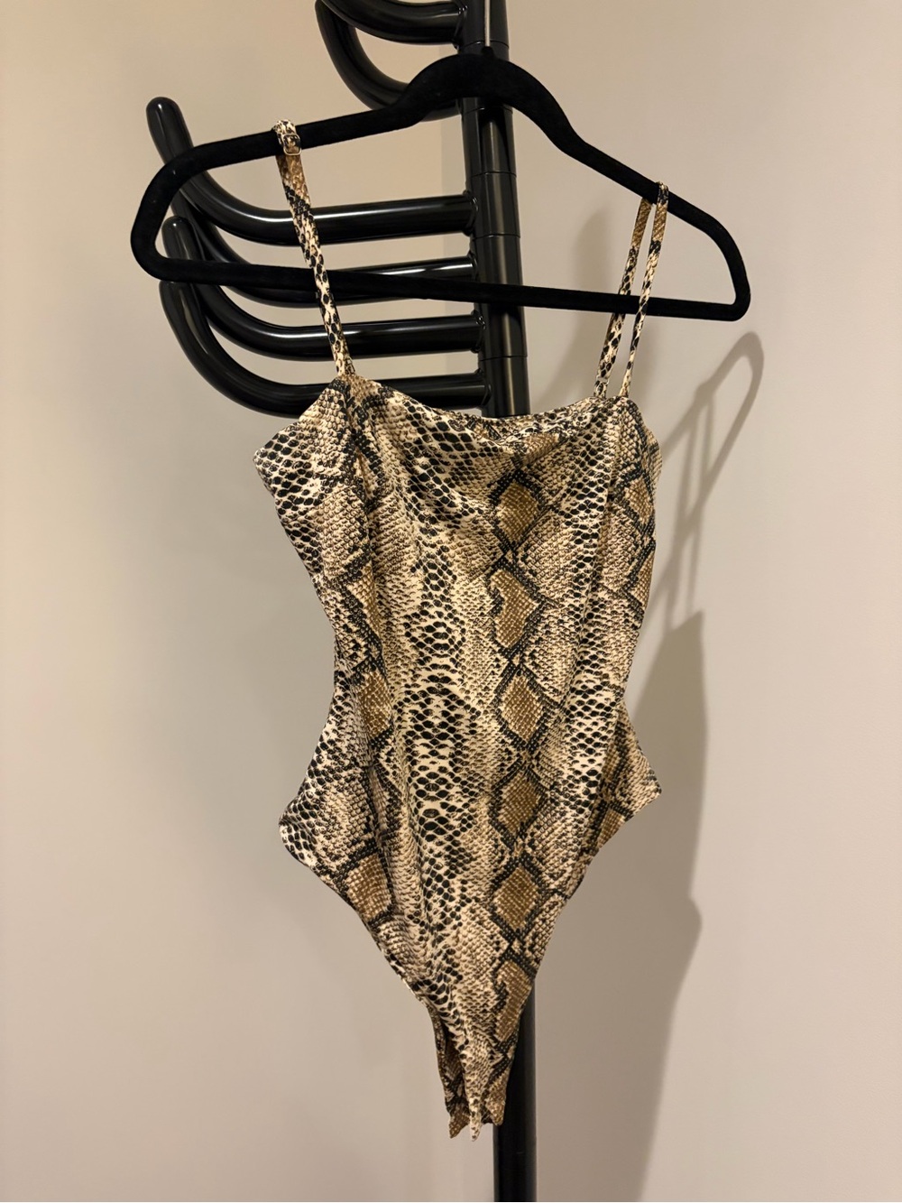 Princess Polly Snake Print Bodysuit in Tan and Black